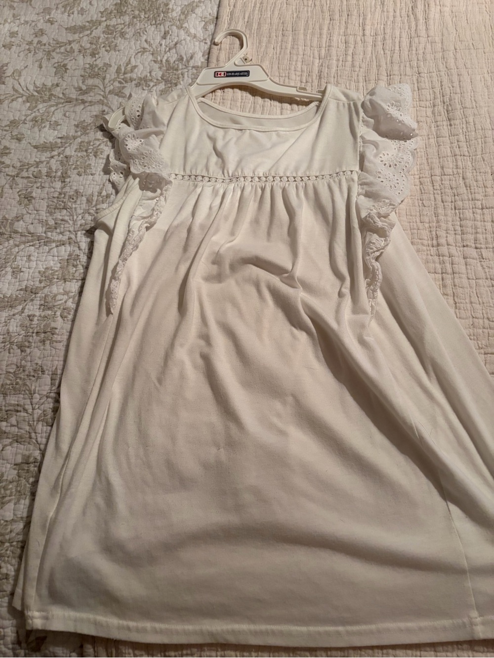 White Eyelet Sleeve Dress Top